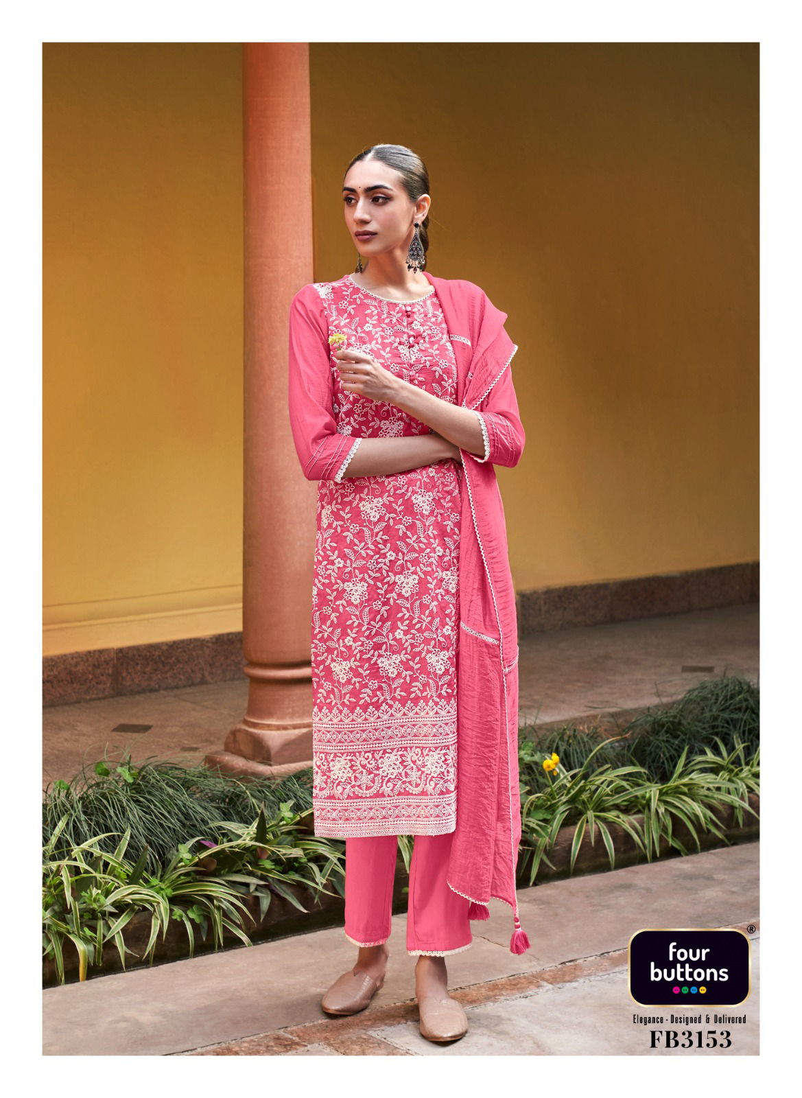 Four Buttons Pearl 8 Wholesale Printed Readymade Salwar Suits 